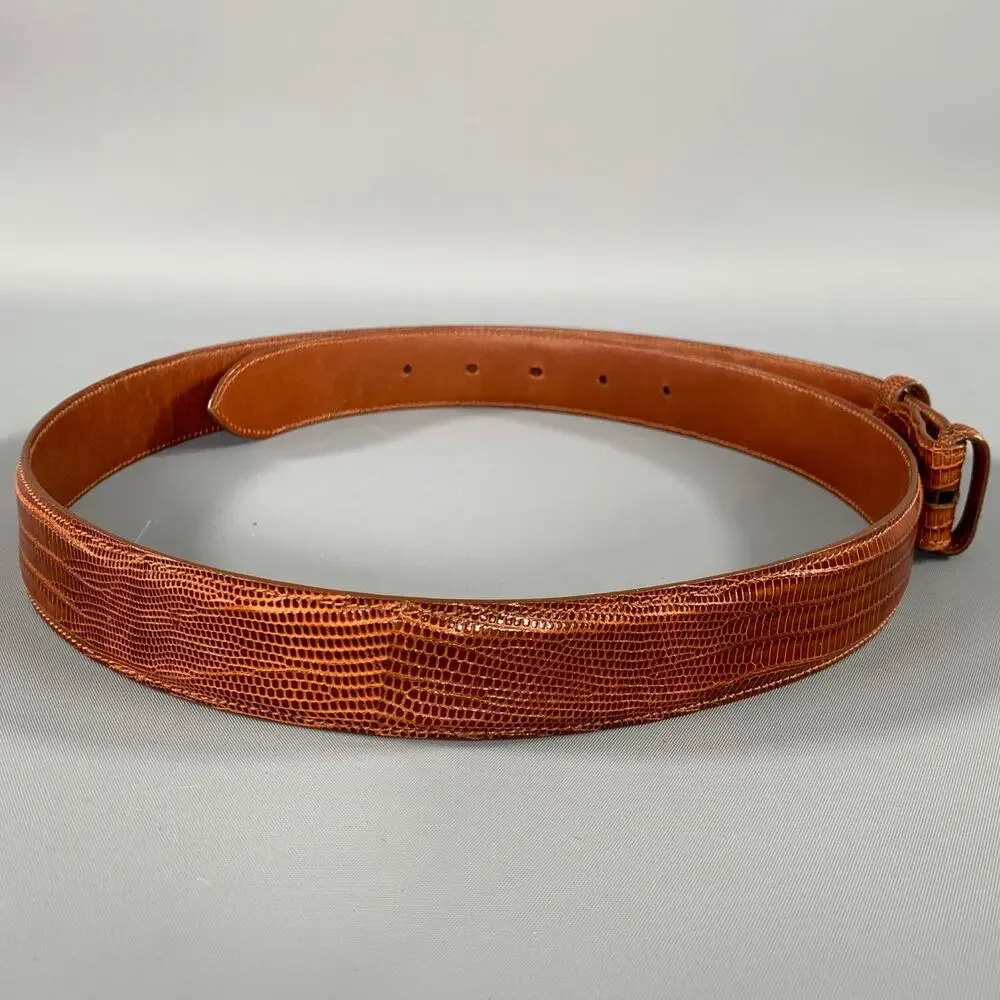 COACH Size 38 Brown Crackled Lizard Belt